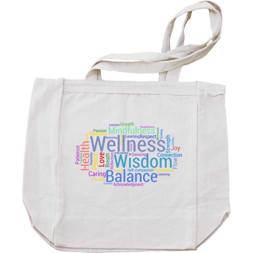 Wellness book tote bag of Wisdom Traditions Acupuncture of Essex Junction, VT
